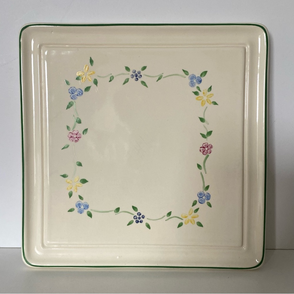 Pfaltzgraff Trivet Spectrum Floral Square Vintage Ceramic USA 7.5” Floral Flower